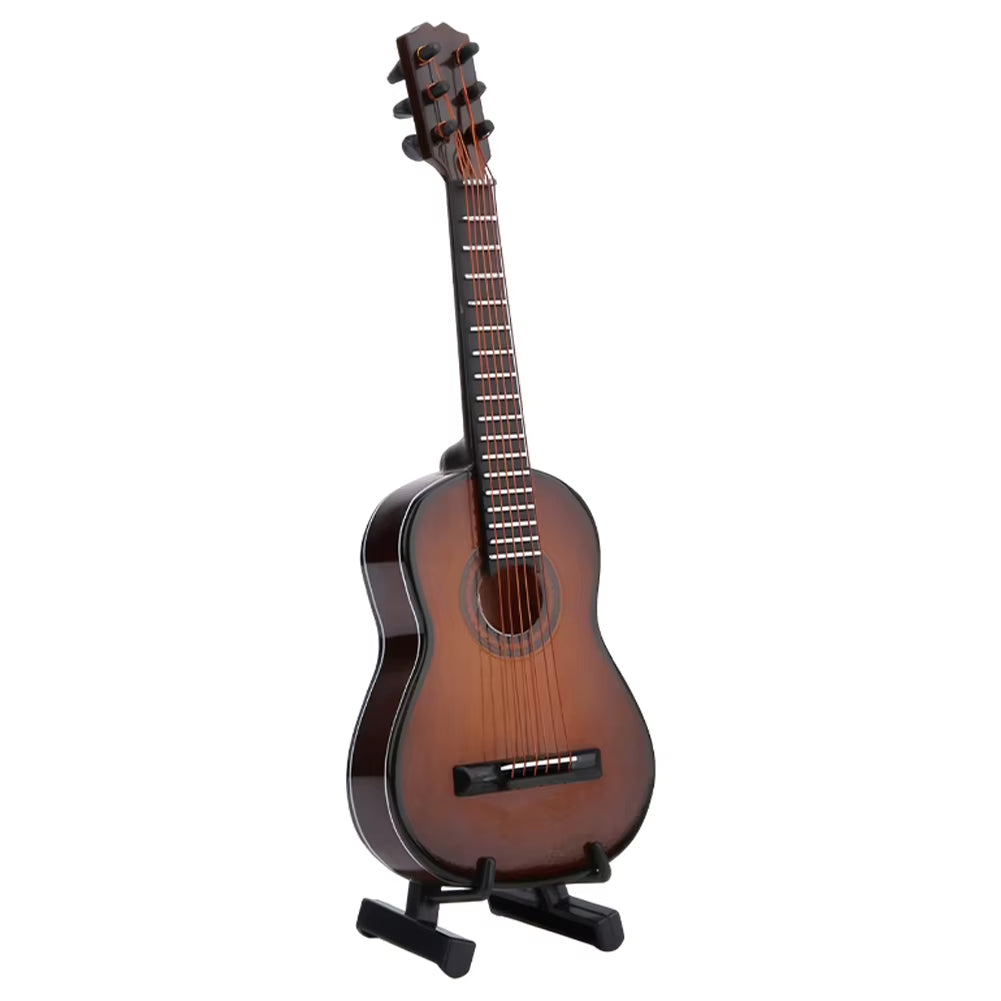 Wooden Miniature Guitar Model with Stand Modern Simple Mini Musical Ornaments Miniature Model Craft Home Desk Display Decoration