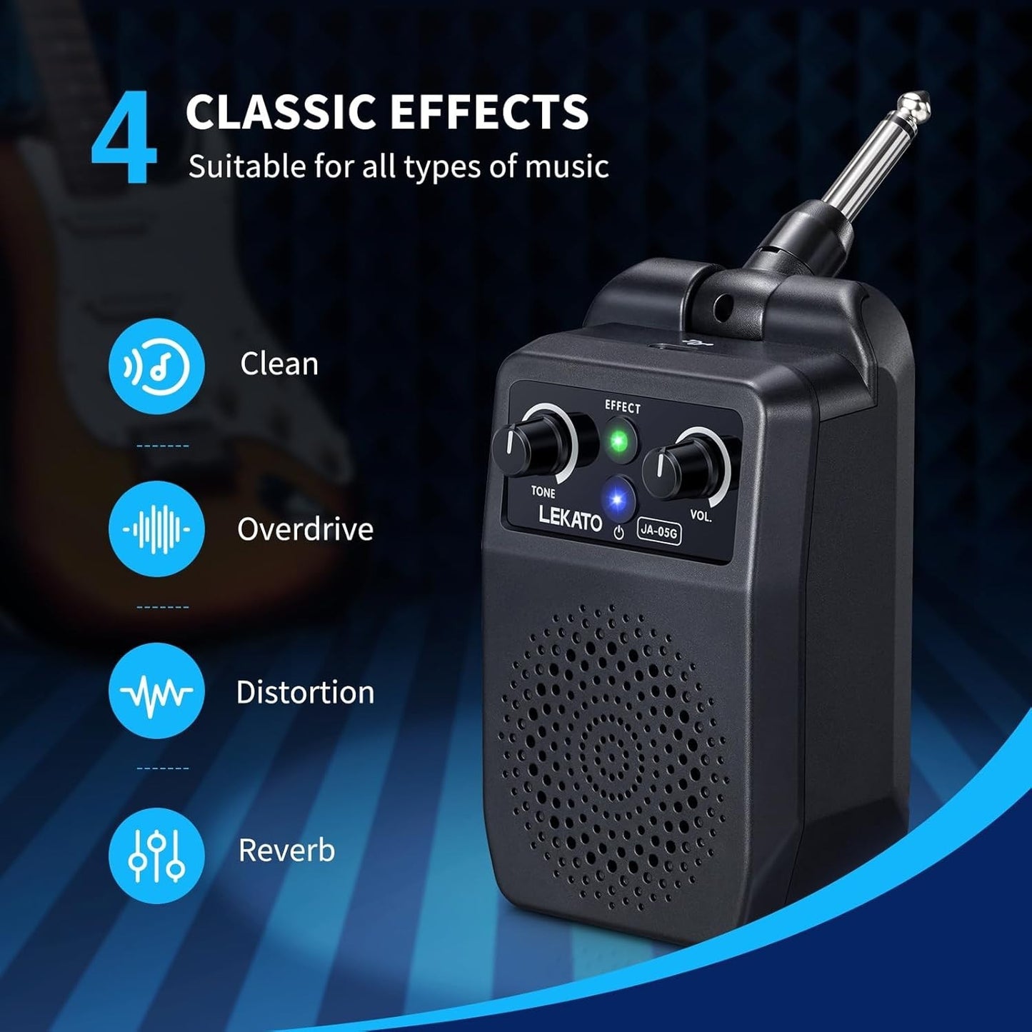 Mini Electric Guitar Amp 5W, Portable Guitar Amp Bluetooth with Built-In 4 Ef...