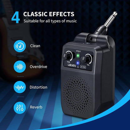 Mini Electric Guitar Amp 5W, Portable Guitar Amp Bluetooth with Built-In 4 Ef...