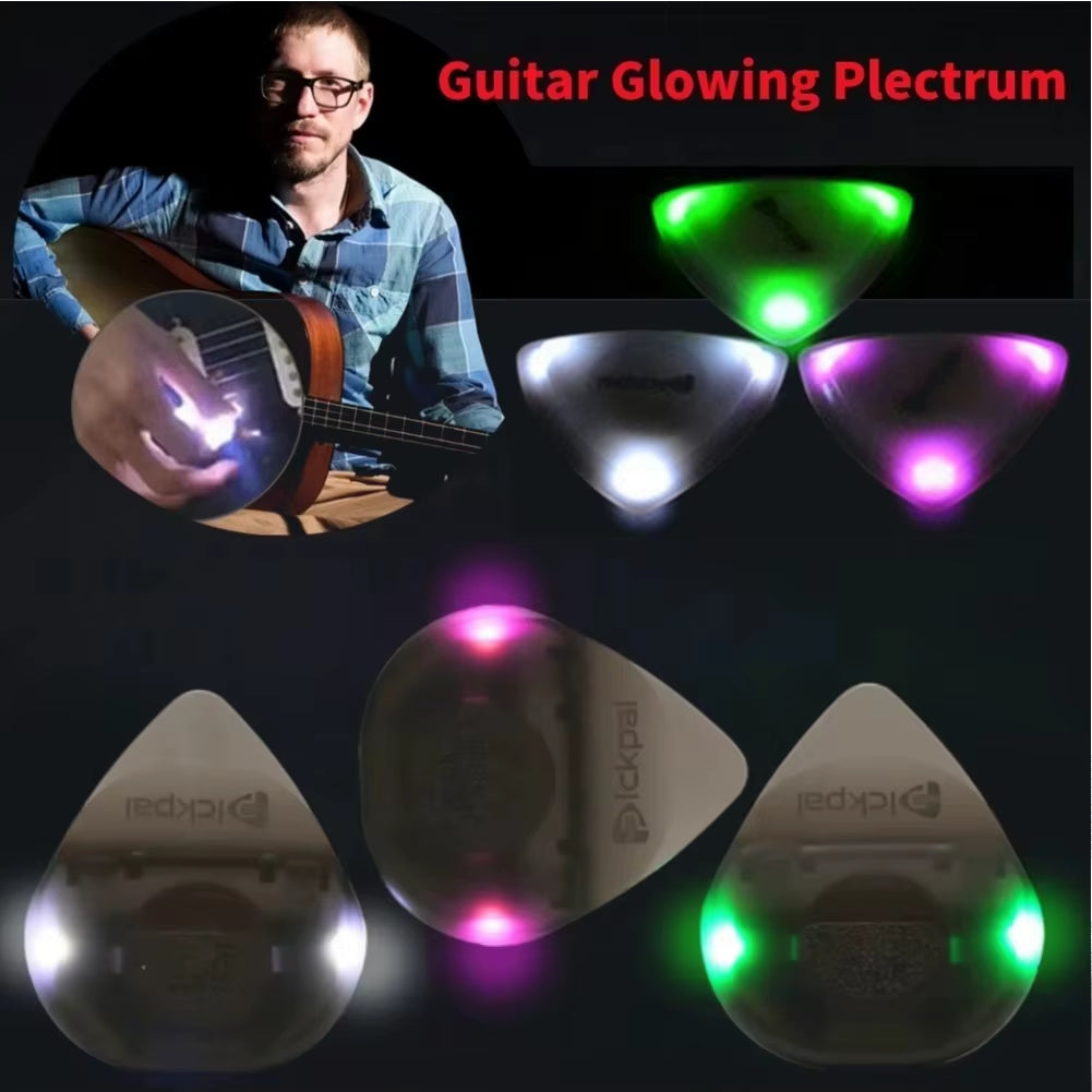 LED Luminous Guitar Pick 1 Pcs - ABS Electric Guitar Picks with Three-Color Light Options (White/Green/Purple)