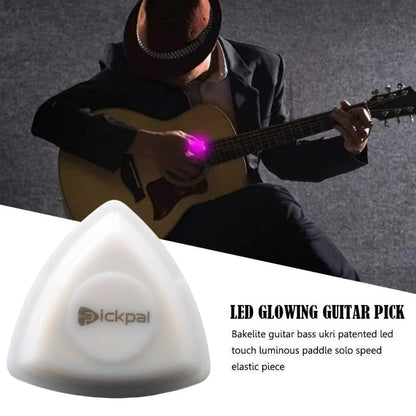 LED Luminous Guitar Pick 1 Pcs - ABS Electric Guitar Picks with Three-Color Light Options (White/Green/Purple)