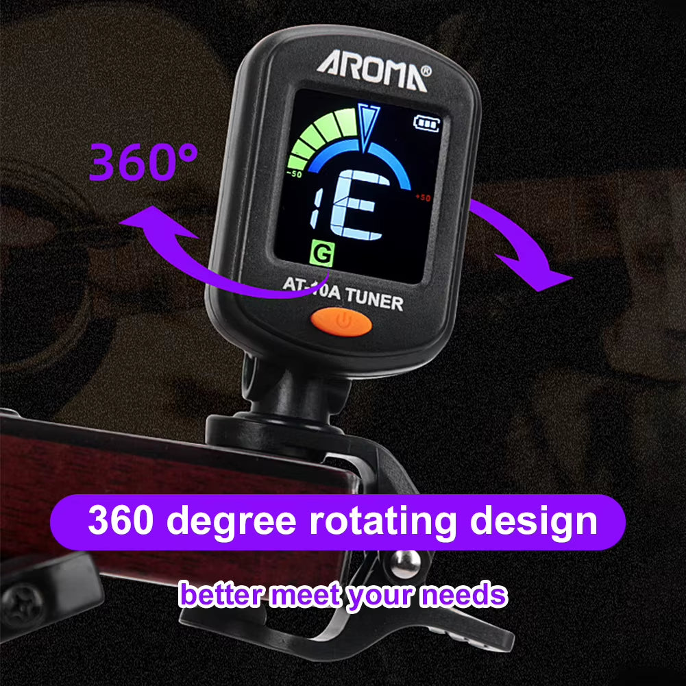 Guitar Tuner Foldable Rotatable Acoustic Guitar Tuner Rechargeable Electric Guitar Tuner for Acoustic Guitar Ukulele Bass Violin