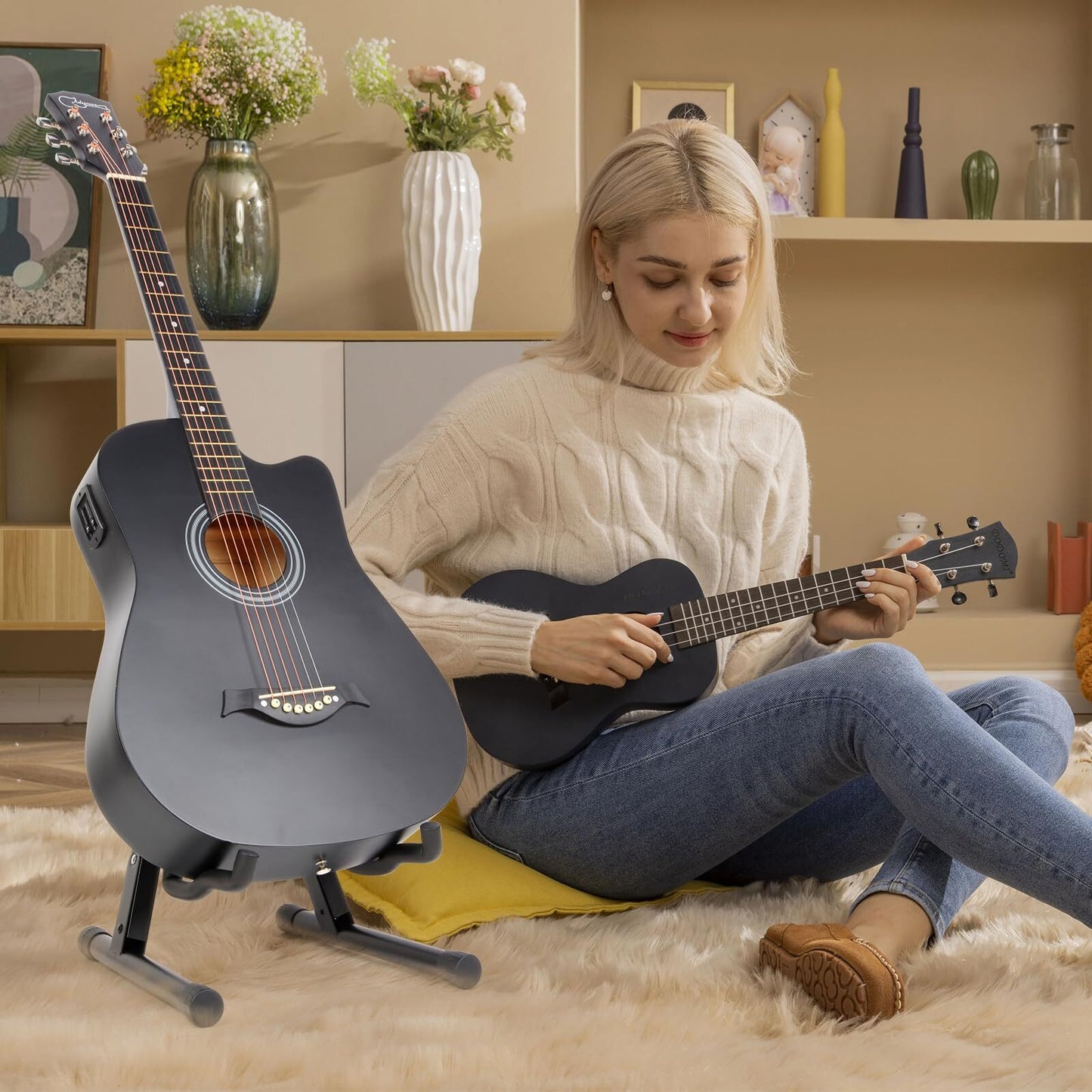 Guitar Stand Portable Guitar Floor Stand with Non-Slip Silicone