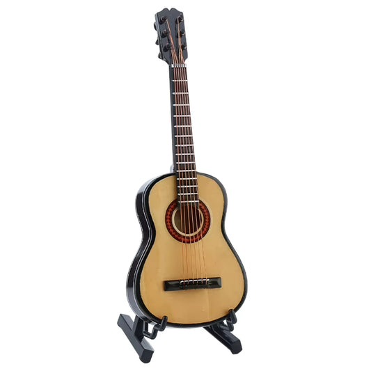 Wooden Miniature Guitar Model with Stand Modern Simple Mini Musical Ornaments Miniature Model Craft Home Desk Display Decoration