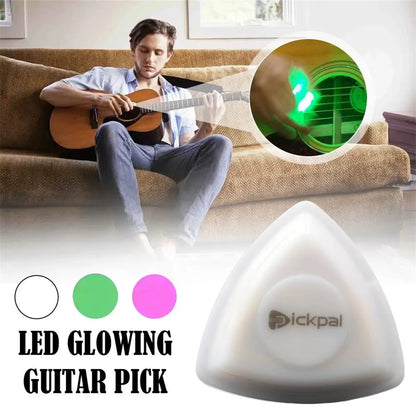 LED Luminous Guitar Pick 1 Pcs - ABS Electric Guitar Picks with Three-Color Light Options (White/Green/Purple)