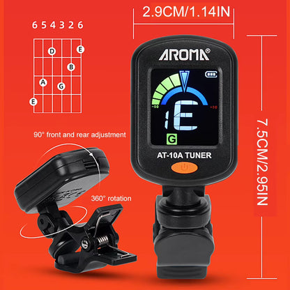 Guitar Tuner Foldable Rotatable Acoustic Guitar Tuner Rechargeable Electric Guitar Tuner for Acoustic Guitar Ukulele Bass Violin