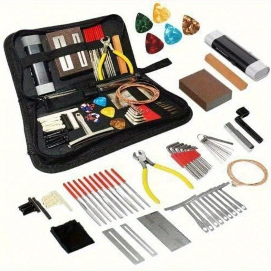 72PCS Guitar Repair Tool Kit Guitar Maintenance Tool Set for Guitar Ukulele Bass Banjo Luthier Tools Guitar Repair Tool Kit