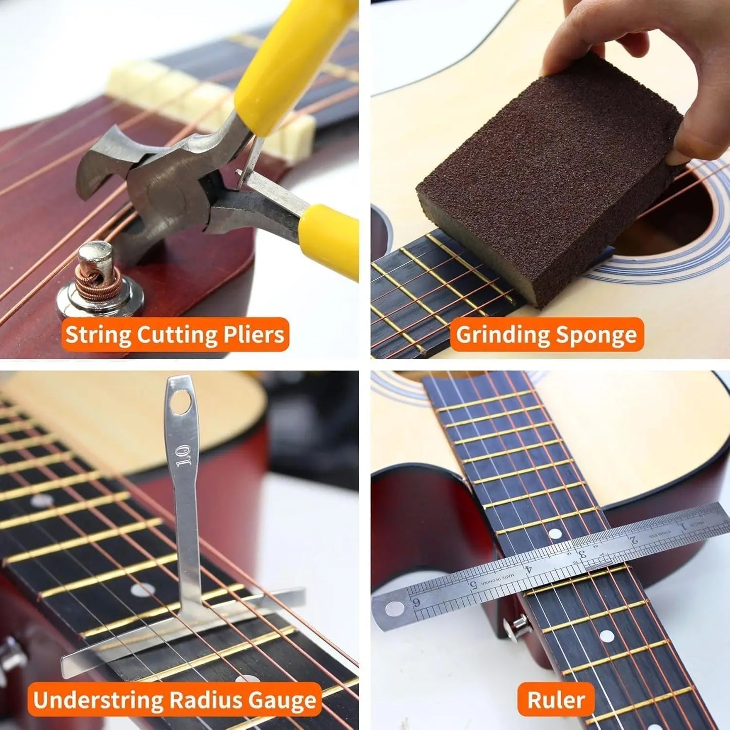 72PCS Guitar Repair Tool Kit Guitar Maintenance Tool Set for Guitar Ukulele Bass Banjo Luthier Tools Guitar Repair Tool Kit